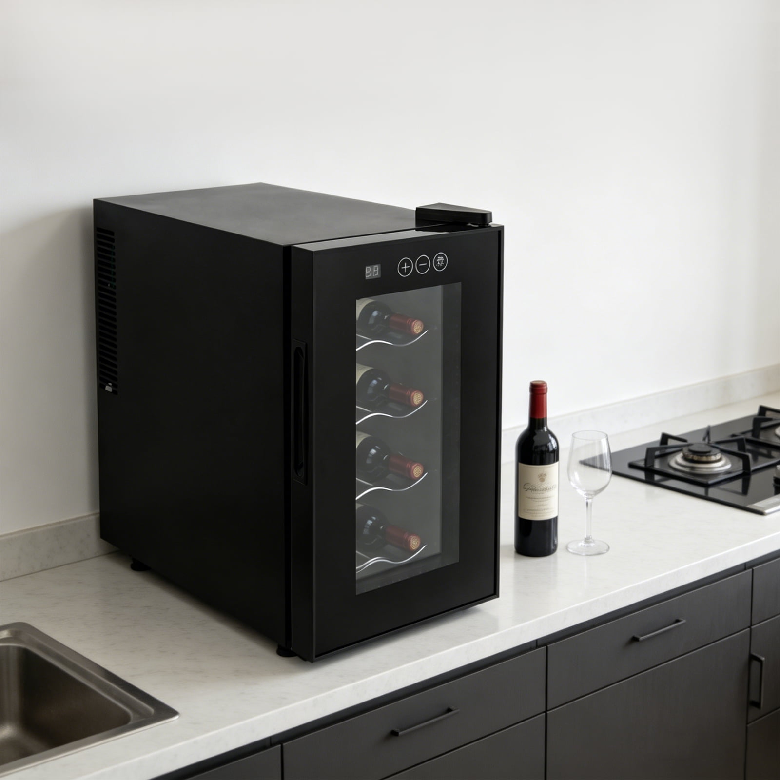 8 Bottle Wine Cellar, Wine Cooler, 25.8*50.2*46.5cm Beverage Wine Chiller