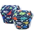 thumbnail image 1 of ONLYSHE 2 Pack Baby Toddler Swim Pant Snap One Size Adjustable Reusable Unisex Baby Swim Diaper 8-36lbs, 1 of 10
