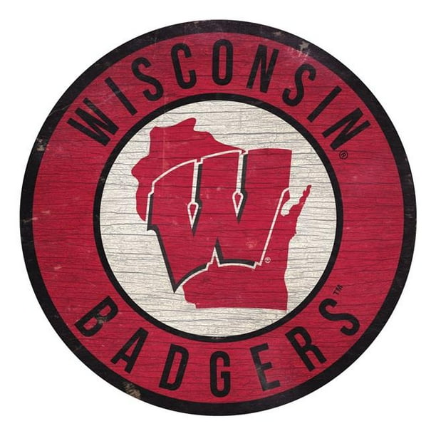 Fan Creations - Wisconsin Badgers Sign Wood 12 Inch Round State Design ...