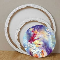 Mobutofu 3Pcs Blank Canvas With Frame Round Diy Accessory 19.50X19.50X1.60cm Artists