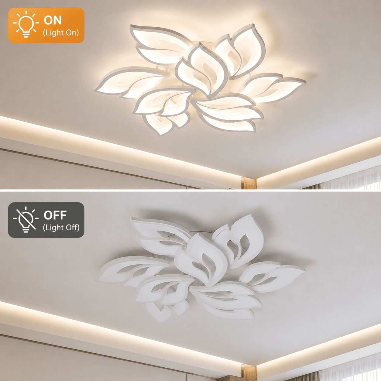 Garwarm 29.5" Modern LED Ceiling Light, 75W Dimmable Flush Mount Ceiling Light with Remote, 3000K-6500K Adjustable Acrylic Ceiling Lamp for Living Room, Dining Room, Bedroom