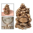 thumbnail image 4 of Laughing Buddha Sit On Money Frog Laughing Buddha Statue for Tabletop Decoration Bronzes, 4 of 9