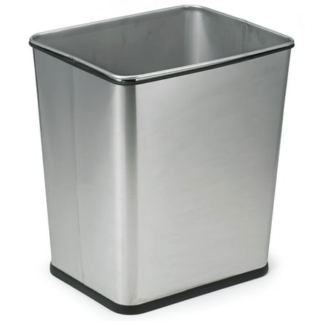 Polder 7 Gallon Under Counter Trash Waste Can Recycle Bin, Stainless Steel