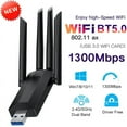 thumbnail image 2 of USB 3.0 WiFi adapter 1300mbps for Bluetooth 5.0 dual band 2.4g/5GHz USB network card wireless receiver for laptop PC accessories, 2 of 7