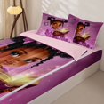 thumbnail image 3 of Castle Fairy Cute Black Girl Zipper Full Size Comforter Sets with Fitted Sheet and 2 Pillowcases,Cartoon Bow Butterfly Zipper Bedding Set,Purple,Pink Reversible,4pcs, 3 of 6