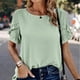 thumbnail image 4 of Top de cuello redondo de manga corta con encaje de color liso para primavera y verano para mujer OAVQHLG3B Store  lin121212, 4 of 5
