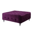 thumbnail image 2 of Chic Home Derek Tufted Velvet Coffee Table Ottoman Acrylic Legs Square Cushion Bench, Purple, 2 of 3