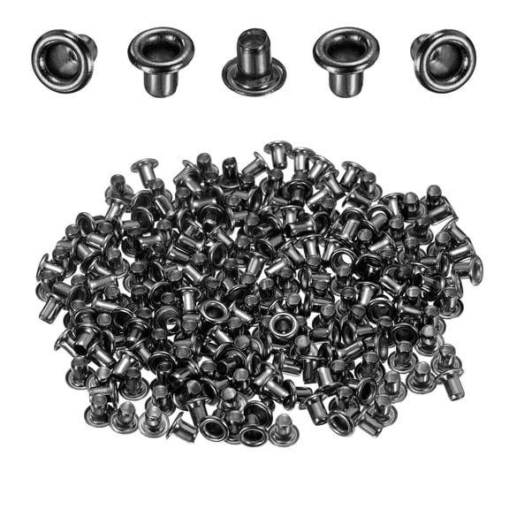 Uxcell 200Pcs Grommets Eyelets 2mm 1/9 Inch Brass Eyelets Kit for Fabric Curtain Tarps Leather Belt Shoes Bag DIY, Black