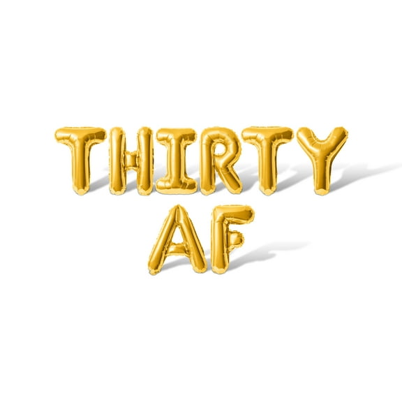 Letter Balloons - THIRTY AF 16" Inch Alphabet Letters Foil Mylar Balloon Birthday Party Banner (Gold)