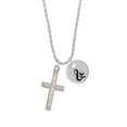 thumbnail image 2 of Delight Jewelry Stainless Steel Philippians 4:13 - I Can Do All Things Engraved Cross - Silvertone Script Initial Disc - & - Charm Necklace, 20"+3", 2 of 4
