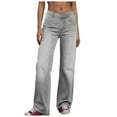 thumbnail image 3 of YDFCWXW Women's Trendy Baggy Jeans Wide Straight Leg High Rise Jeans Denim Pants Y2K Trousers (Grey, M), 3 of 9