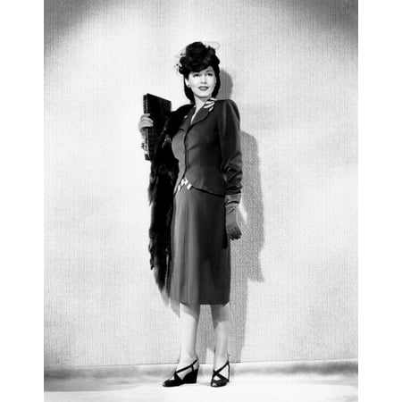 Gabardine Lined Suit Maria Montez Modeling A Brown Gabardine Suit Accented In Beige With A Sable Hat And Scarf 1943 Photo Print ()