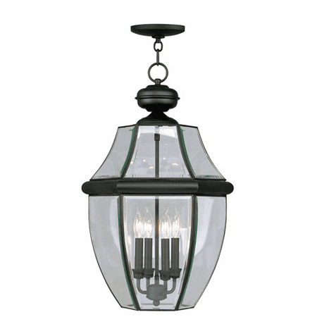 

Outdoor Pendants 4 Light With Clear Beveled Glass Black size 16 in 240 Watts - World of Crystal