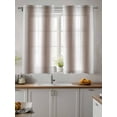 thumbnail image 2 of White Brown Tier Curtains 45 Inch Length,Sheer Curtains for Bedroom Living Room Window Modern Gradient Vertical Stripes Geometric Voile Drapes Kitchen Curtains Small Half Window 27.5"x45" 2 Panels, 2 of 7
