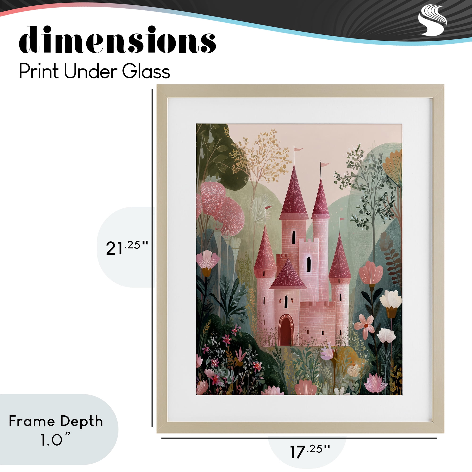 Stupell Industries Castle For A Princess Birch Framed Print Under Glass, design by Christine Simpson Art