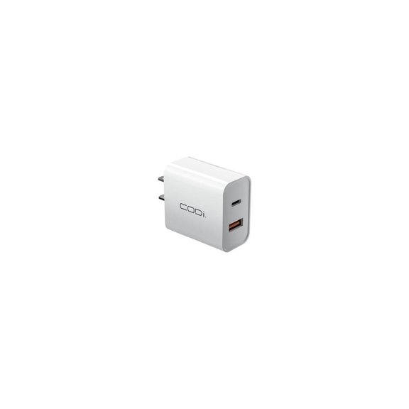 CODi Dual Port 20W Wall Charger/AC Adapter (USB-C, USB-A Outputs) - 20W -USB Type-C - USB Type-A