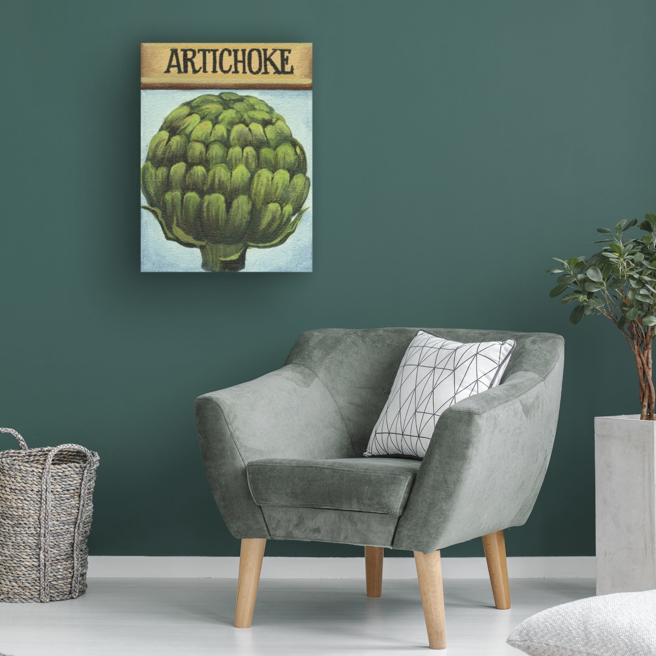 Canvas Wall Art - Debbi Wetzel 'Seed Packets 08 - Artichoke' Wall Art for Living Room, Bedroom, or Office Décor by Trademark Fine Art - 24 x 32 Inches