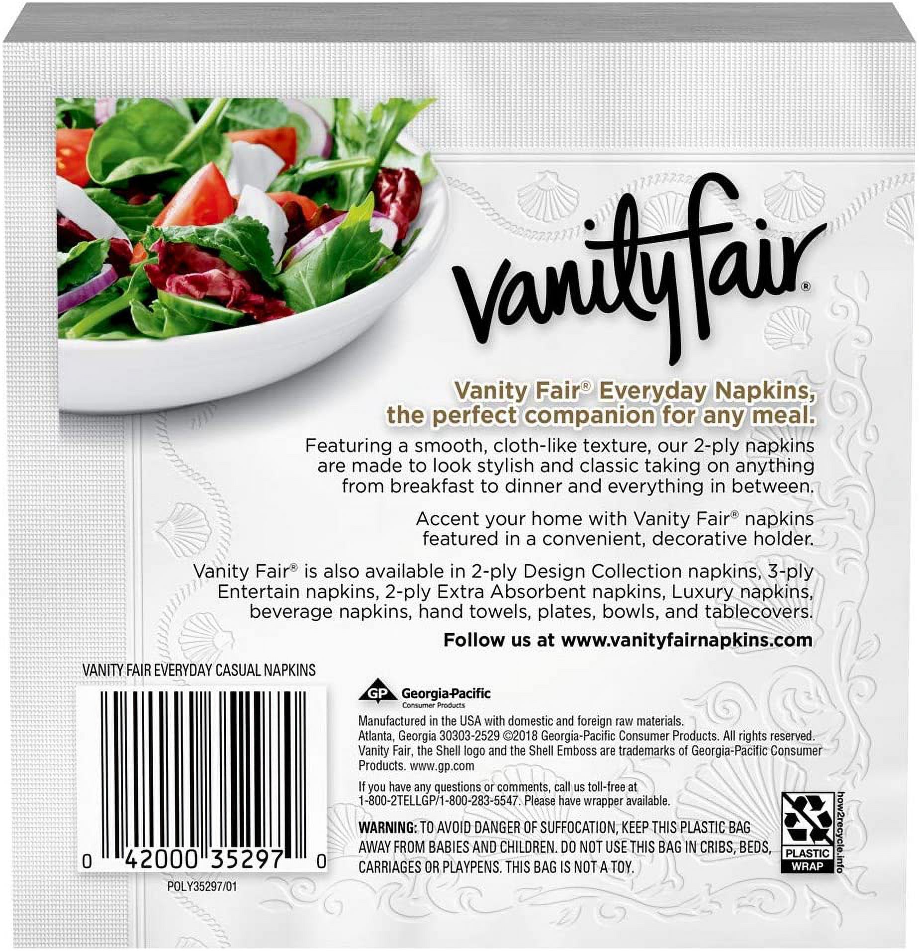 Vanity Fair Everyday Disposable Paper Napkins, White, 100 Count - image 14 of 14