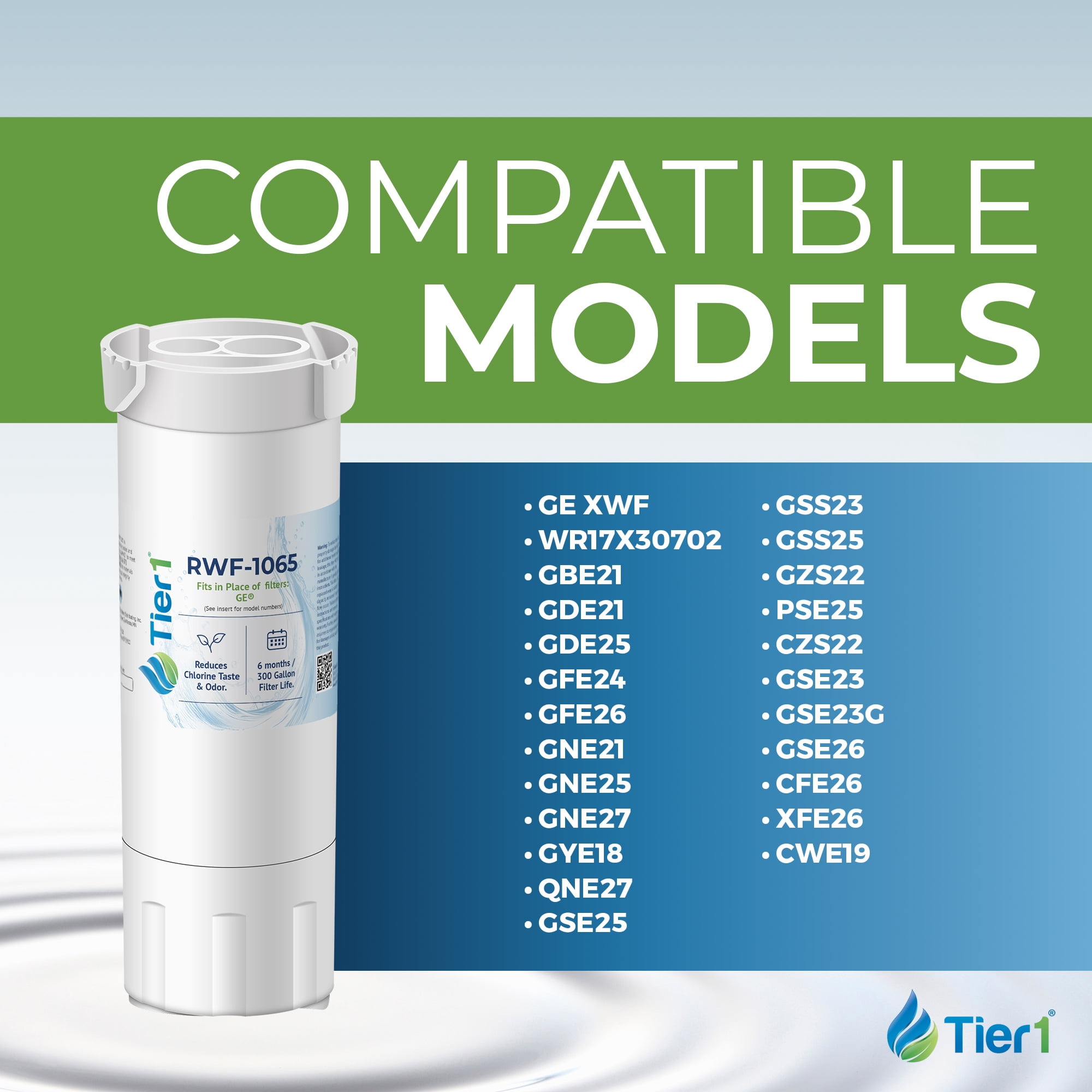 Tier1 XWF Refrigerator Water Filter 3-pk | Replacement for GE XWF, WR17X30702, GBE21, GDE21, GDE25, GFE24, GFE26, GNE21, Fridge Filter