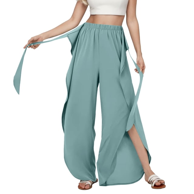 Gibobby pantalones jogger mujer Pantalones de yoga sueltos con cintura elástica y cintura alta para mujer Pantalones largos casuales (Verde, XL)