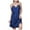 Dark Blue, variant on Glisme Women Pajamas Set Nightgowns V Neck Breathable Night Dress With Satin Spaghetti Strap Chemise Slip Nightshirt Elegant Temperament Loungewear Black , L