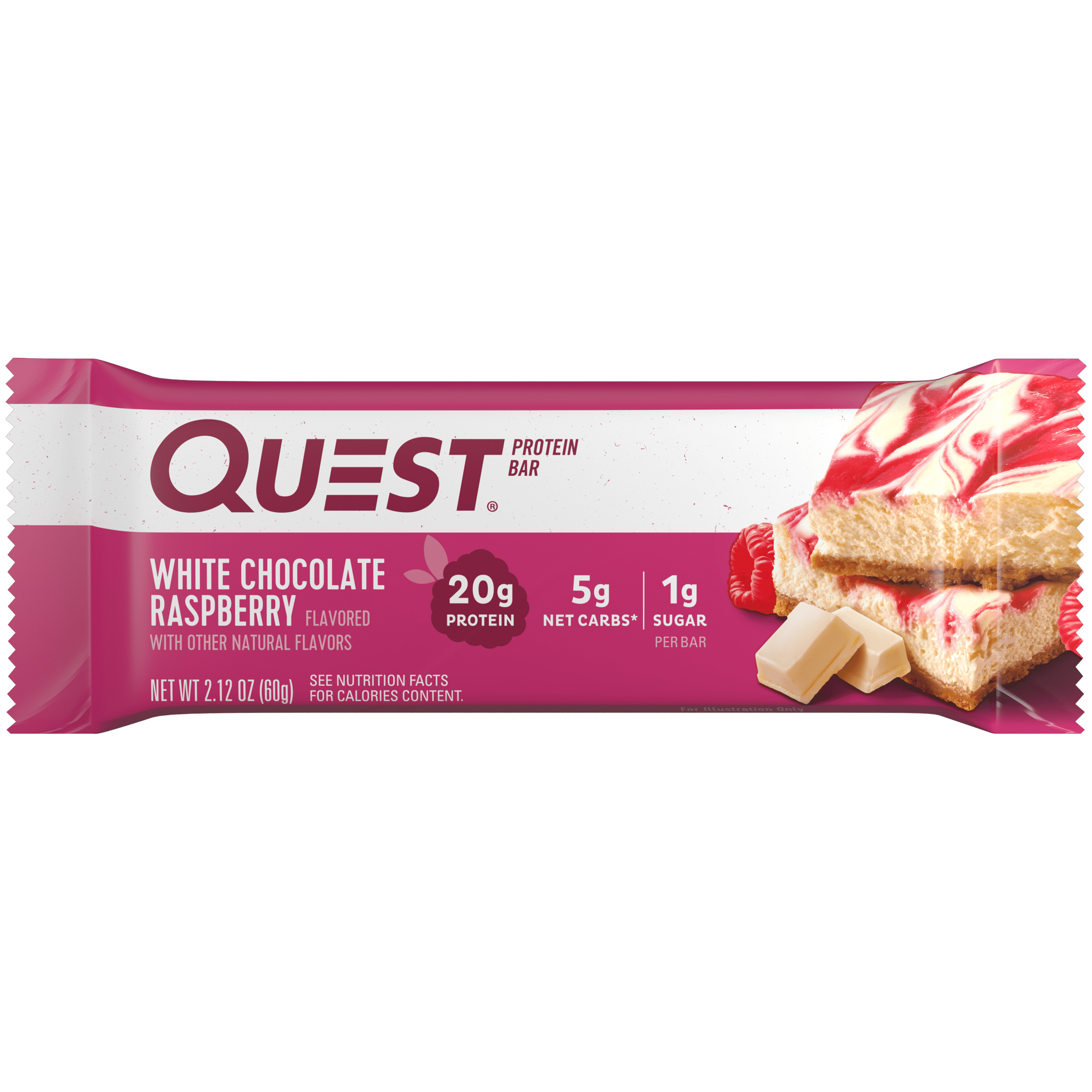 Quest Protein Bar, White Chocolate Raspberry, 20g Protein, 1 Ct