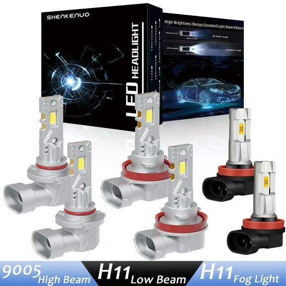 HMCYCI For Nissan Maxima 2009-2015 LED Headlight Bulbs 9005 High H11 Low Beam   H11 Fog Light Kit 6Pcs 6000K White
