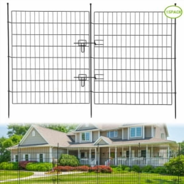 Decoration Garden Fence, 15 Panels Rustproof Metal Animal Barrier Fence, Flower Bed Edging Ornamental Wire Border Panel Fencing for Yard Patio Outdoor Decor