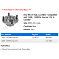 thumbnail image 2 of Rear Wheel Hub Assembly - Compatible with 2005 - 2009 Kia Spectra 2.0L 4-Cylinder 2006 2007 2008, 2 of 2