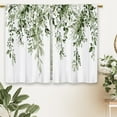 thumbnail image 6 of Olive Green Eucalyptus Leaves Kitchen Curtains Botanical Floral Plant Small Short Cafe Window Curtains Flower Herb Bathroom Window Drapes Treatment Tier Curtains 2 Panels (27.5x39 Inch), 6 of 6