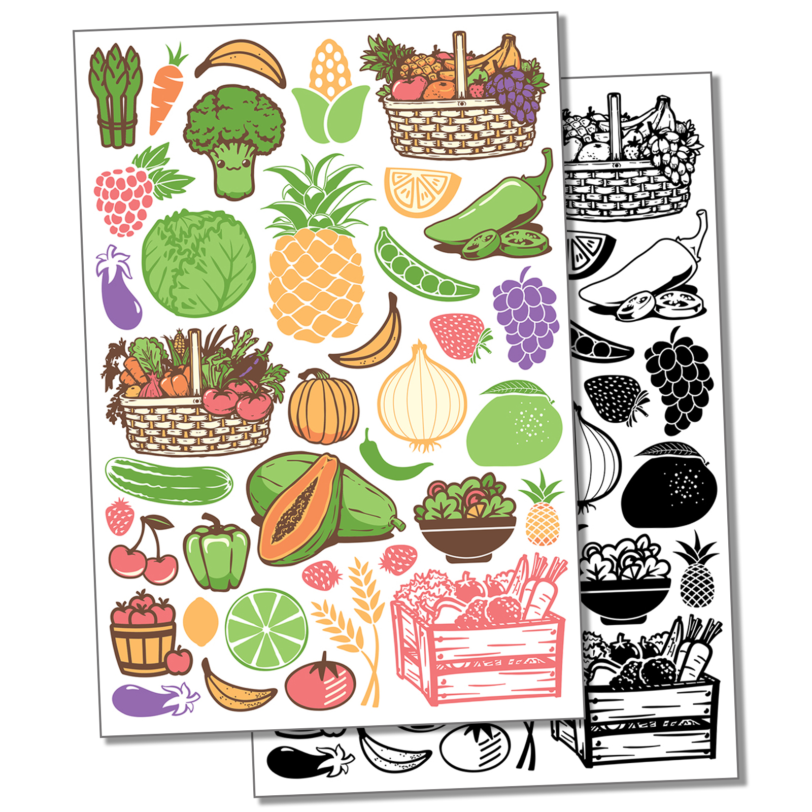 Fruits and Vegetables Water Resistant Temporary Tattoo Set Fake Body