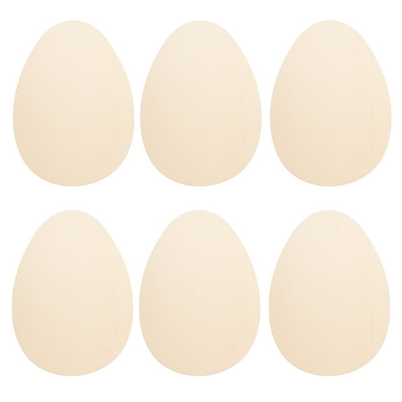 6Pcs Easter Unfinished Wooden Cutouts Egg Shaped Wood Slices Easter Crafts Wooden Ornaments