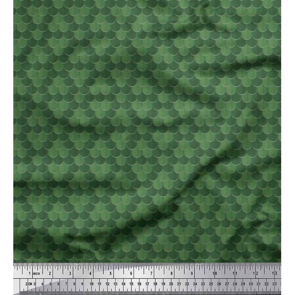 Soimoi Green Cotton Duck Fabric Scales Geometric Print Fabric by the Yard 42 Inch Wide