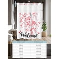 thumbnail image 6 of No Hook Cloth Fabric Shower Curtain with Snap in Liner, Cherry Blossoms Waterproof Shower Curtains Set with See Through Top Window, Butterfly Pink Flower Pastoral Spring Bath Curtains Shower 36"x78", 6 of 6