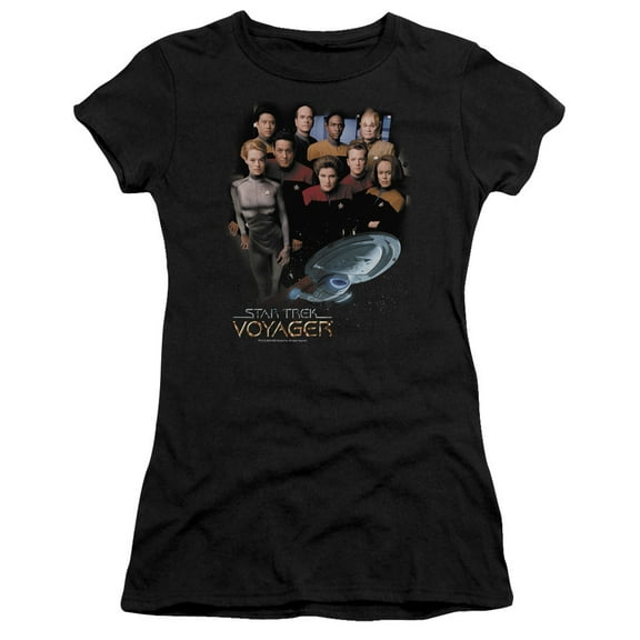 Star Trek Voyager Crew Junior Women's Sheer T-Shirt Black