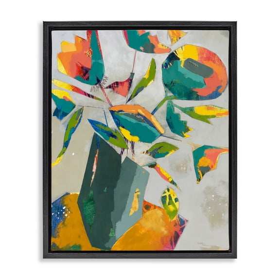 Mischief & Merrymaking Abstraction Black Framed Floater Canvas Wall Art, design by Dianna Fritzler