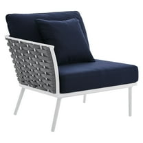 Modway Stance Modern Fabric & Aluminum Outdoor Left-Facing Armchair in Navy
