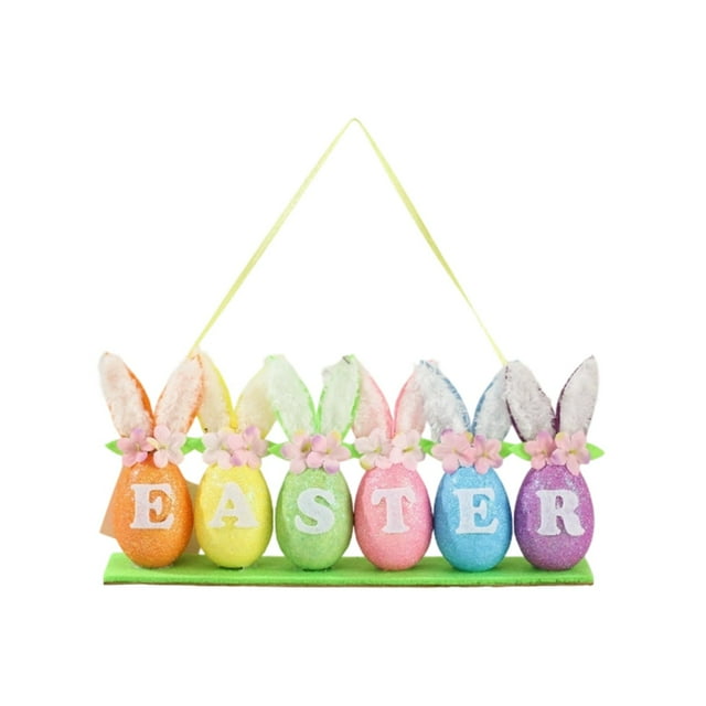 zhangmingg Easter Egg Ornament Decorative Desktop Display with Rabbit Figurines for Home and Seasonal Celebration