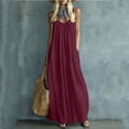 thumbnail image 2 of ClodeEU Women's V Neck Spaghetti Strap Tiered Maxi Dress,Boho Beach Vacation Swing Dress Wine,Women's Plus L, 2 of 7