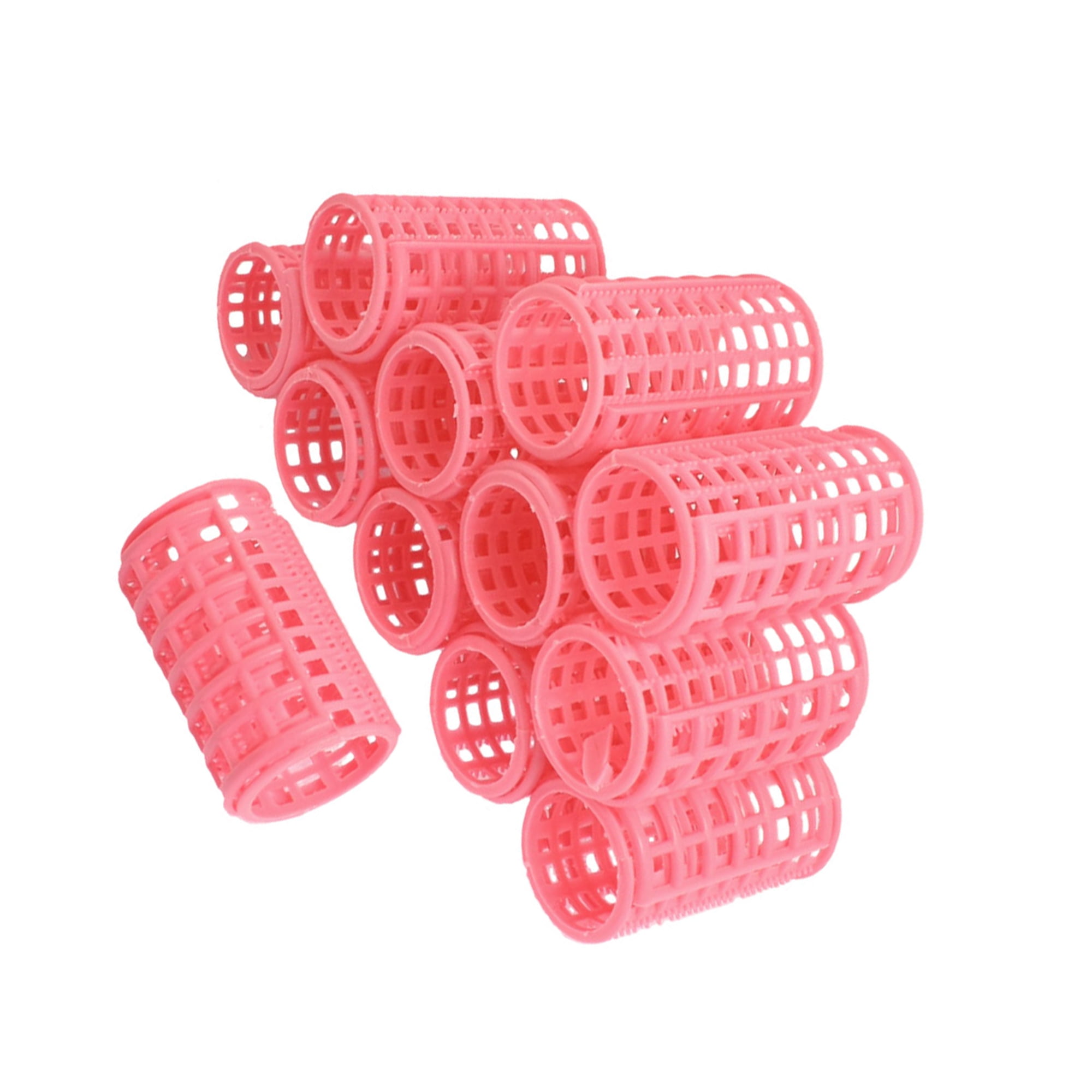 Unique Bargains 12 Pcs Hair Curlers Rollers Set Pink Self Grip Hair Curlers for Women