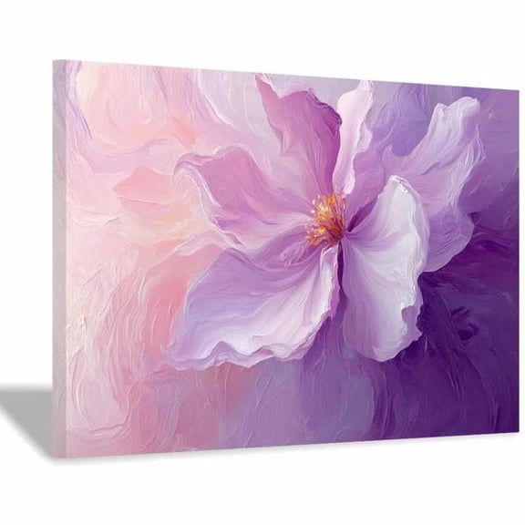 Mudket Wall Art Framed Ready to Hang, Lavender Pink Peony Abstract Canvas Print, Pastel Flower Wall Decor Artwork for Living Room Bedroom Office, Soft Purple Floral Paintings - 12"L x 8"W