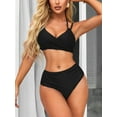 thumbnail image 3 of Charmo Womens Halter Bikini Sets Double Straps Two Piece Bath Suit High Waisted Swimwear, 3 of 7