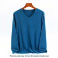 thumbnail image 3 of Qarigey Ropa interior térmica de invierno frío, camiseta elástica con cuello en V gruesa y holgada portátil, ropa informal cómoda, Tops Camisetas lago azul SG, 3 of 6