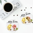 thumbnail image 4 of Lsque Hello Summer Gnome Pattern 4" Drink Coasters Set of 4, PVC Leather Absorbent Coasters, Table Coaster Set Decorative Coffee Cup Coasters Housewarming Gift -Octagon, 4 of 6