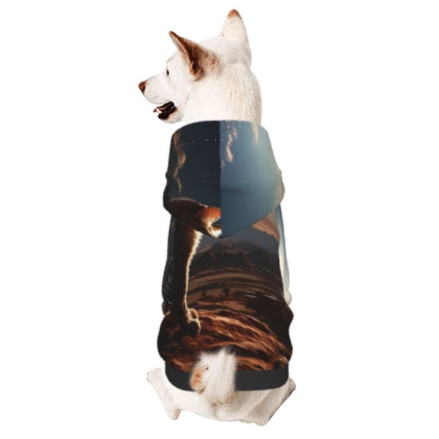 Fotbe Pyramid Desert Cat Sudadera con Estampado para Perros Pequeños – Suéter con Capucha para Mascotas, Tela Suave de Forro Polar con Bolsillo-Large