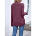thumbnail image 4 of Womens Sweaters Long Sleeve Shirts Fall Fashion Trendy Tops Ruched Outfits Winter Clothing Wine Red S, 4 of 9