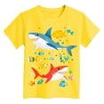 thumbnail image 4 of Gubotare Boys Short Sleeve T Shirts Toddler Baby Boys Summer T-Shirts Casual Tops Kids Short Sleeve Crewneck Letter Shark Print Loose Fit T-shirt Size 13-14 Years (Yellow,13-14 Years), 4 of 4