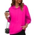 thumbnail image 4 of KDDYLITQ Womens Sweatshirts Fleece Long Sleeve Hoodies Y2k Hooded 2025 Pullover Tops Trendy Comfy Warm Sweatshirt with Pocket Hot Pink M, 4 of 5