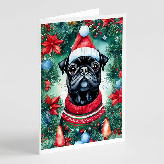 Pug Christmas Greeting Cards Pack of 8 7 in x 5 in