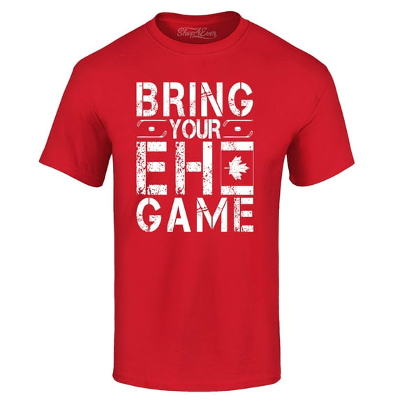 Shop4Ever Men's Bring Your EH Game Canada Graphic T-shirt XX-Large Red